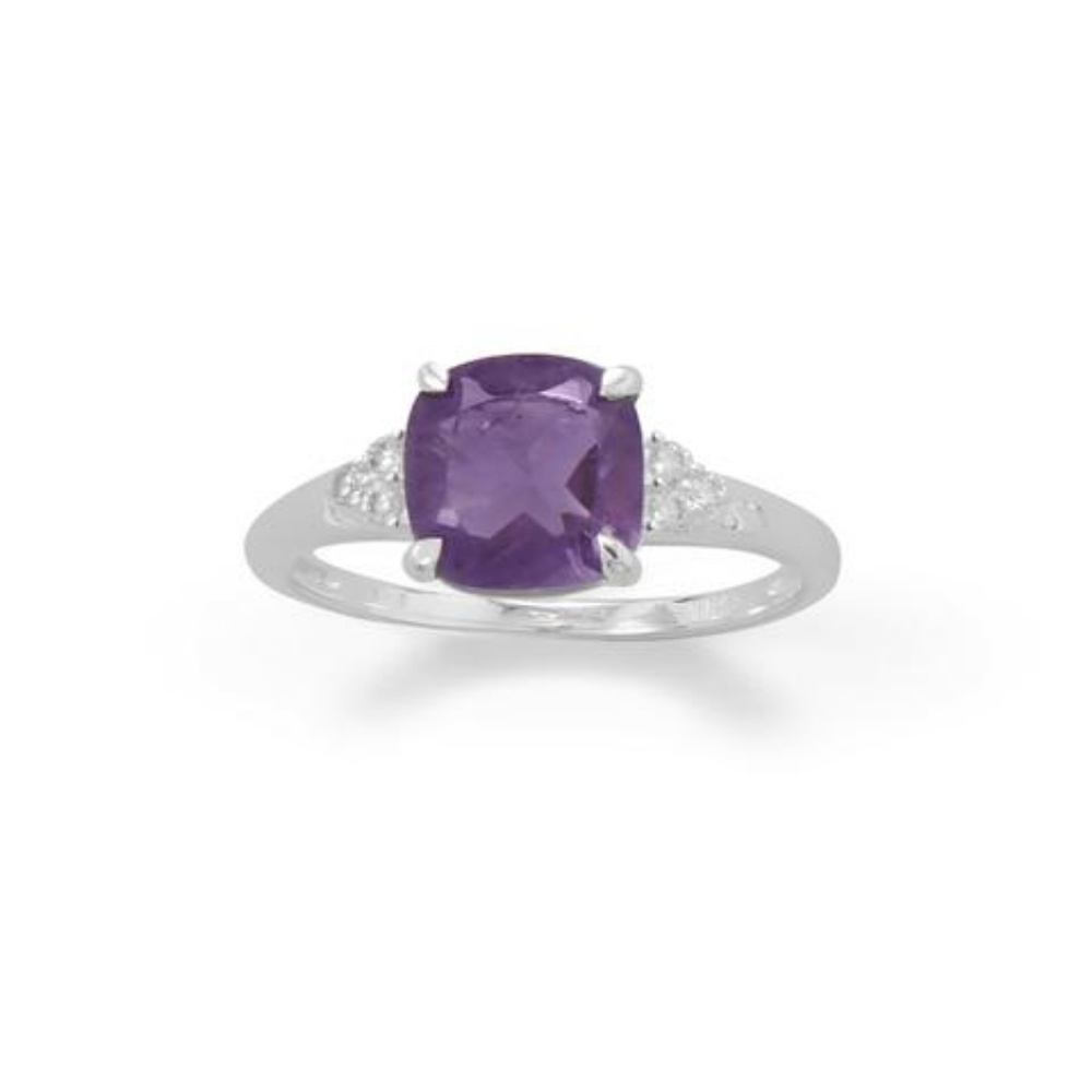3 pcs. Sterling Silver Amethyst and CZ Band